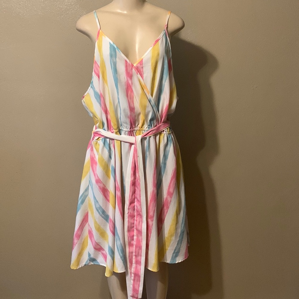 SHEIN Yellow Pink Sundress Sleeveless Mini